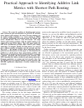 Cover page: Practical approach to identifying additive link metrics with shortest path routing