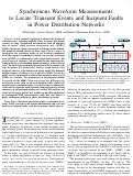 Cover page of Synchronous Waveform Measurements to Locate Transient Events and Incipient Faults in Power Distribution Networks