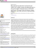 Cover page: Recombinant production of a functional SARS-CoV-2 spike receptor binding domain in the green algae Chlamydomonas reinhardtii