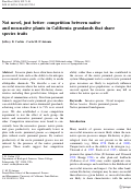 Cover page: Not novel, just better: competition between native and non-native plants in California grasslands that share species traits