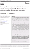 Cover page: Correspondence in parents' and children's concepts of god: Investigating the role of parental values, religious practices and executive functioning