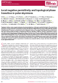 Cover page: Local negative permittivity and topological phase transition in polar skyrmions