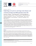 Cover page: Nephrology care prior to end-stage renal disease and outcomes among new ESRD patients in the USA