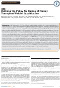 Cover page: Refining the Policy for Timing of Kidney Transplant Waitlist Qualification.