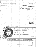 Cover page: THERMODYNAMIC AND COST OPTIMIZATION USING PROGRAM GEOTHM