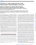 Cover page: Comment on “Drug Screening for ALS Using Patient-Specific Induced Pluripotent Stem Cells”