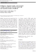 Cover page: 25-Hydroxy vitamin-D, obesity, and associated variables as predictors of breast cancer risk and tamoxifen benefit in NSABP-P1