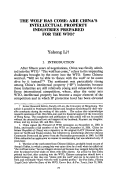 Cover page: The Wolf Has Come: Are China's Intellectual Property Industries Prepared for the WTO?