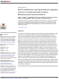 Cover page: Brief mindfulness training enhances cognitive control in socioemotional contexts: Behavioral and neural evidence