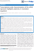 Cover page: Transcriptome-wide characterization of the eIF4A signature highlights plasticity in translation regulation