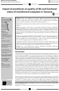 Cover page: Impact of prostheses on quality of life and functional status of transfemoral amputees in Tanzania