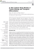 Cover page: In Vitro Cellular Strain Models of Tendon Biology and Tenogenic Differentiation.