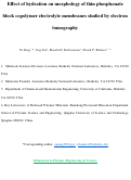 Cover page: Effect of hydration on morphology of thin phosphonate block copolymer electrolyte membranes studied by electron tomography