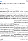 Cover page: Bridging lipid metabolism and mitochondrial genome maintenance.