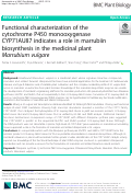 Cover page: Functional characterization of the cytochrome P450 monooxygenase CYP71AU87 indicates a role in marrubiin biosynthesis in the medicinal plant Marrubium vulgare