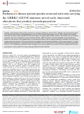 Cover page: Parkinson’s disease patient-specific neuronal networks carrying the LRRK2 G2019S mutation unveil early functional alterations that predate neurodegeneration