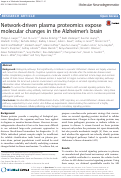 Cover page: Network-driven plasma proteomics expose molecular changes in the Alzheimer’s brain