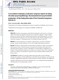 Cover page: Concordance between youth and caregiver report of eating disorder psychopathology: Development and psychometric properties of the Eating Disorder‐15 for Parents/Caregivers (ED‐15‐P)