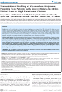 Cover page: Transcriptional Profiling of Plasmodium falciparum Parasites from Patients with Severe Malaria Identifies Distinct Low vs. High Parasitemic Clusters