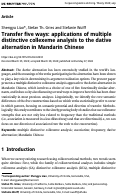 Cover page: Transfer five ways: applications of multiple distinctive collexeme analysis to the dative alternation in Mandarin Chinese