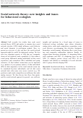 Cover page: Social network theory: new insights and issues for behavioral ecologists