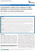 Cover page: A quantitative model of the initiation of DNA replication in Saccharomyces cerevisiae predicts the effects of system perturbations