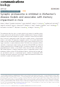 Cover page: Synaptic proteasome is inhibited in Alzheimers disease models and associates with memory impairment in mice.