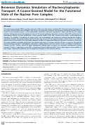 Cover page: Brownian Dynamics Simulation of Nucleocytoplasmic Transport: A Coarse-Grained Model for the Functional State of the Nuclear Pore Complex