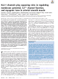 Cover page: Kv2.1 channels play opposing roles in regulating membrane potential, Ca2+ channel function, and myogenic tone in arterial smooth muscle