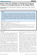 Cover page: Distinct Roles for Inhibition in Spatial and Temporal Tuning of Local Edge Detectors in the Rabbit Retina