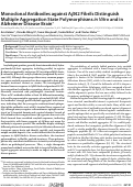 Cover page: Monoclonal Antibodies against Aβ42 Fibrils Distinguish Multiple Aggregation State Polymorphisms in Vitro and in Alzheimer Disease Brain*