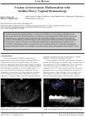 Cover page: Uterine Arteriovenous Malformation with Sudden Heavy Vaginal Hemmorhage