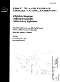 Cover page: A high rate manganese oxide for rechargeable lithium battery applications