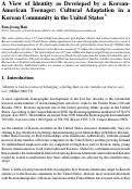 Cover page: A View of Identity as Developed by a Korean-American Teenager: Cultural Adaptation in a Korean Community in the United States