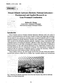 Cover page: Ernest Orlando Berkeley National Laboratory - Fundamental and applied 
research on lean premixed combustion