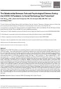 Cover page: The Relationship Between Pain and Psychological Distress During the COVID-19 Pandemic: Is Social Technology Use Protective?