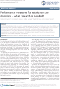 Cover page: Performance measures for substance use disorders -- what research is needed?