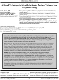 Cover page: A Novel Technique to Identify Intimate Partner Violence in a Hospital Setting