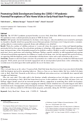 Cover page: Promoting Child Development During the COVID-19 Pandemic: Parental Perceptions of Tele-Home Visits in Early Head Start Programs