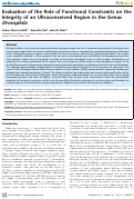 Cover page: Evaluation of the Role of Functional Constraints on the Integrity of an Ultraconserved Region in the Genus Drosophila