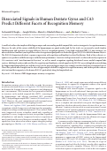 Cover page: Dissociated Signals in Human Dentate Gyrus and CA3 Predict Different Facets of Recognition Memory
