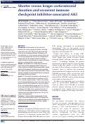 Cover page: Shorter versus longer corticosteroid duration and recurrent immune checkpoint inhibitor-associated AKI.