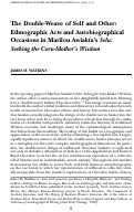 Cover page: The Double-Weave of Self and Other: Ethnographic Acts and Autobiographical Occasions in Marilou Awiakta’s Selu: Seeking the Corn-Mother’s Wisdom