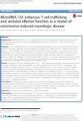 Cover page: MicroRNA-155 enhances T cell trafficking and antiviral effector function in a model of coronavirus-induced neurologic disease