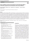 Cover page: Dual contribution of the gut microbiome to immunotherapy efficacy and toxicity: supportive care implications and recommendations