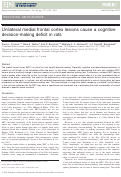 Cover page: Unilateral medial frontal cortex lesions cause a cognitive decision‐making deficit in rats