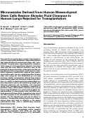 Cover page: Microvesicles Derived From Human Mesenchymal Stem Cells Restore Alveolar Fluid Clearance in Human Lungs Rejected for Transplantation