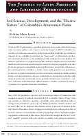 Cover page: Soil Science, Development, and the “Elusive Nature” of Colombia's Amazonian Plains