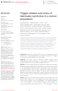 Cover page: Trigger related outcomes of takotsubo syndrome in a cancer population.