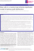 Cover page: Mast cells in a murine lung ischemia-reperfusion model of primary graft dysfunction